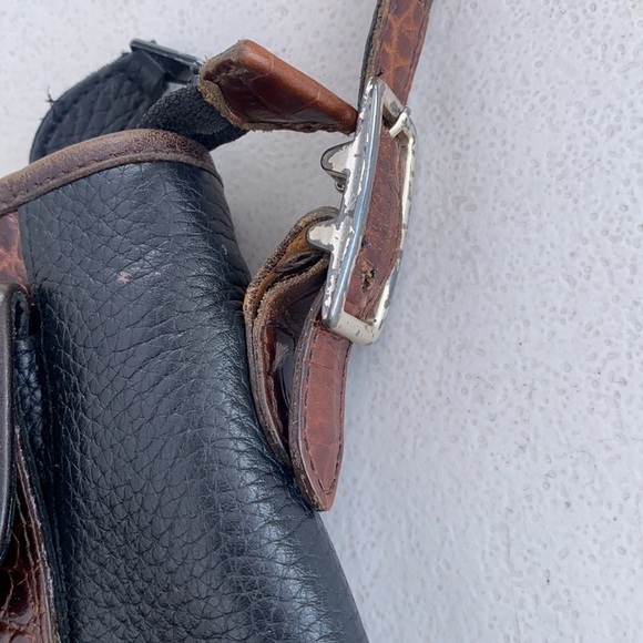 Brighton Vintage Croc Embossed Brown Leather Shoulder Bag - Picture 7 of 14